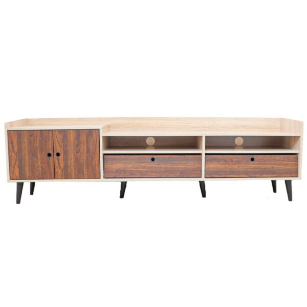 طاولة تلفاز مودرن بلازما مصنوعة من خشب ماليزي - لون خشبي مع بني
