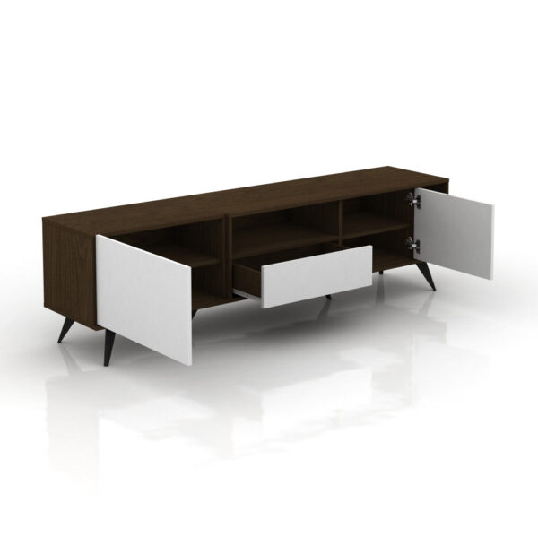 طاولة تلفزيون خشبية مع أدراج متعددة لون بني وابيض - بيتي