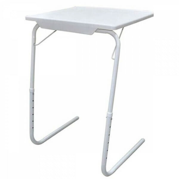 طاولة متنقلة قابلة للطي 6 ارتفاعات - 28.5×20.2×18.5 انش - ابيض