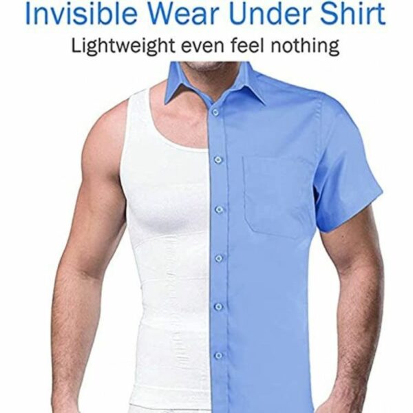 قميص خفيف بدون أكمام لتنحيف الجسم للرجال ابيض