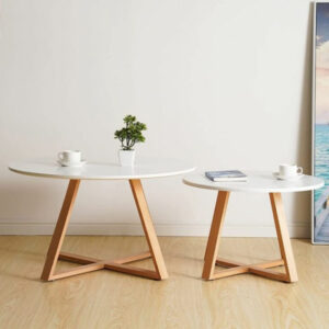 طاولات قهوة خشبية لغرفة المعيشة وغرفة النوم والشرفة والمكتب - أبيض