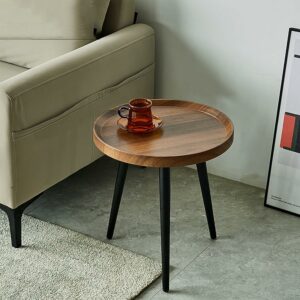 طاولة خدمة خشب دائرية لتقديم القهوة بتصميم عصري - مقاس 48x40 سم