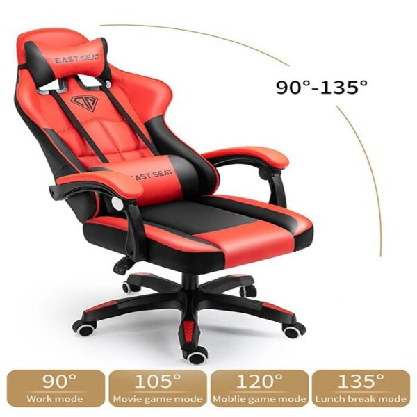 كرسي قيمنق مريح قابل للتعديل احمر بهيكل من الفولاذ